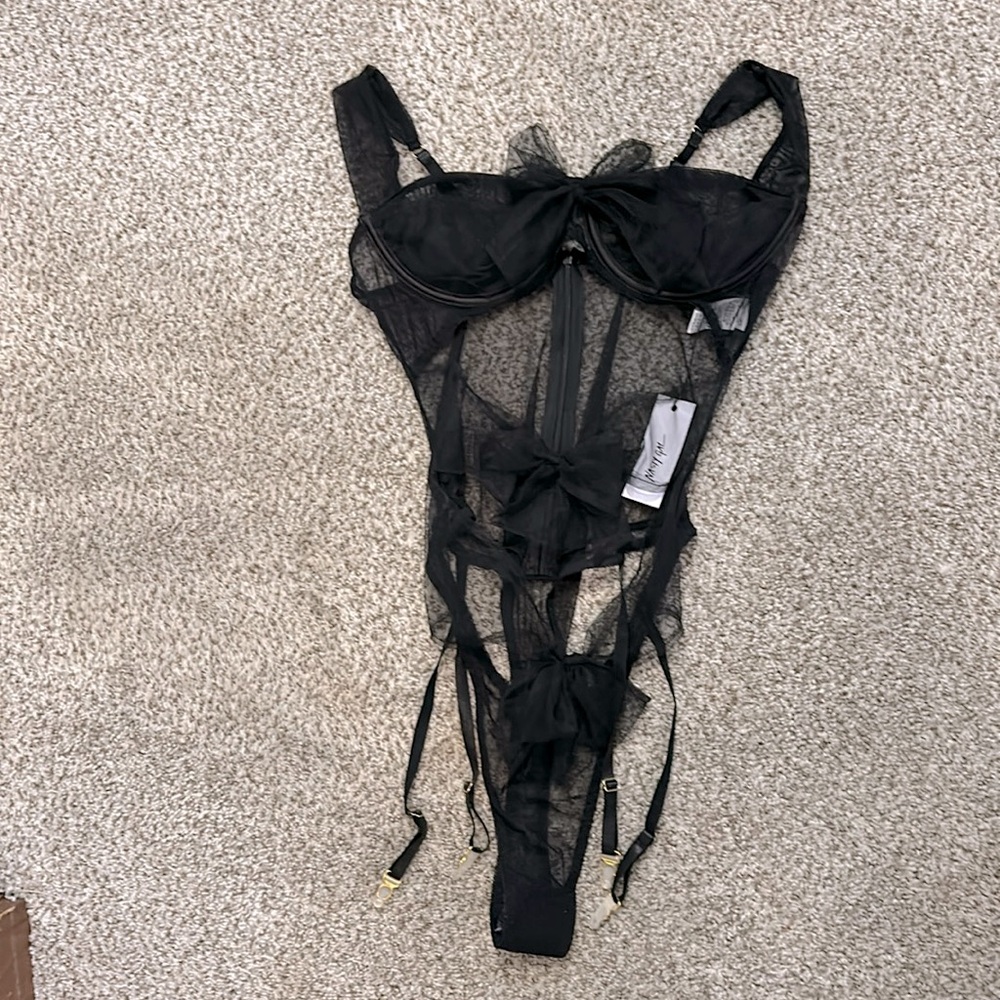 Nasty Gal Tulle Bow Bodysuit